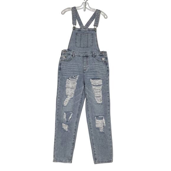 Dance and Marvel Distressed Bib Overalls Light Wash Womens Small - Picture 1 of 7